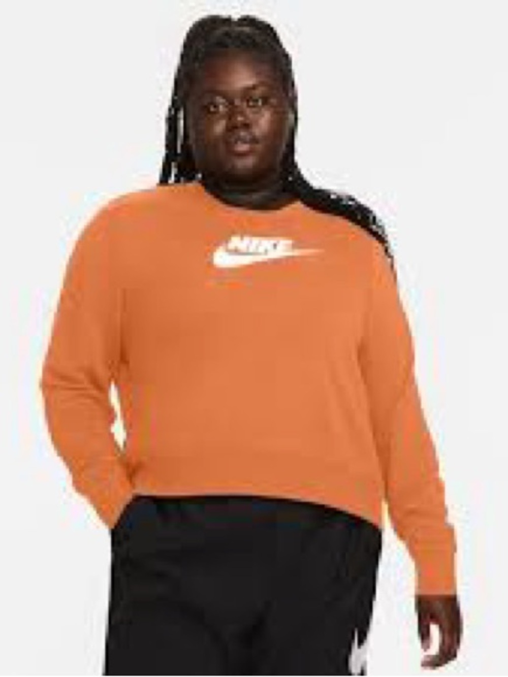 Nike Orange Crew Sweatshirt with White Swoosh​​